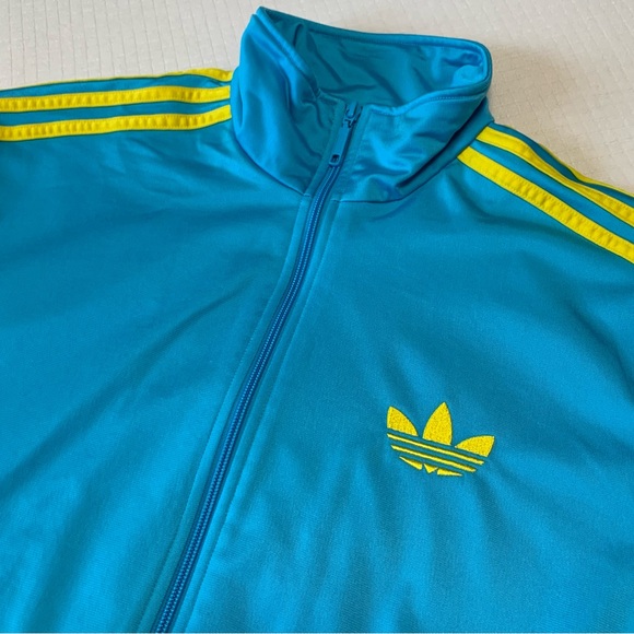 Adidas turquoise and yellow track jacket - Picture 2 of 16